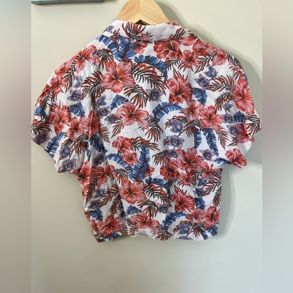 Aritzia Wilfred Free Crop Button Down Shirt Size XXS Floral - Picture 2 of 8